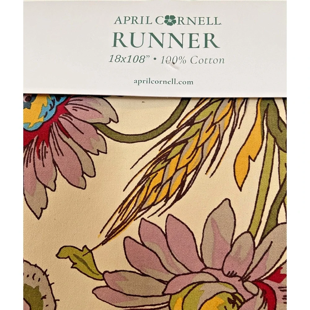 April Cornell Wildflower Table Runner Cotton Multi 18x108